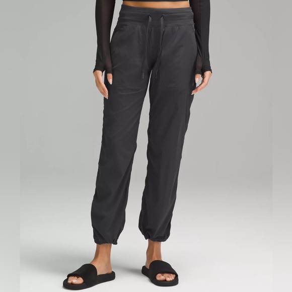 LULULEMON Dance Studio Track Pants Pinstriped Black on Black Size 10 - Picture 1 of 9